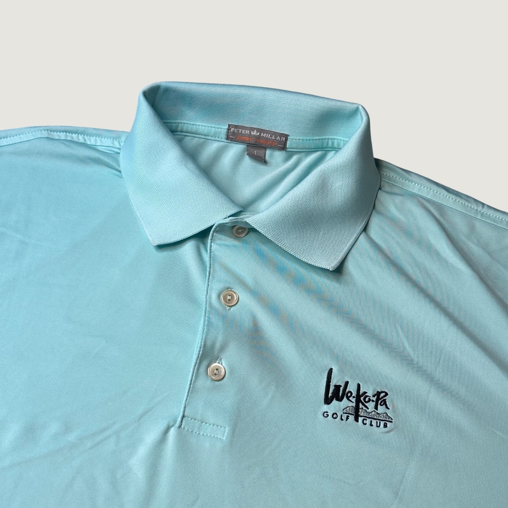 Peter Millar Polo Mens L Summer Comfort Light Blue We-Ko-Pa Golf Club MS15EK01